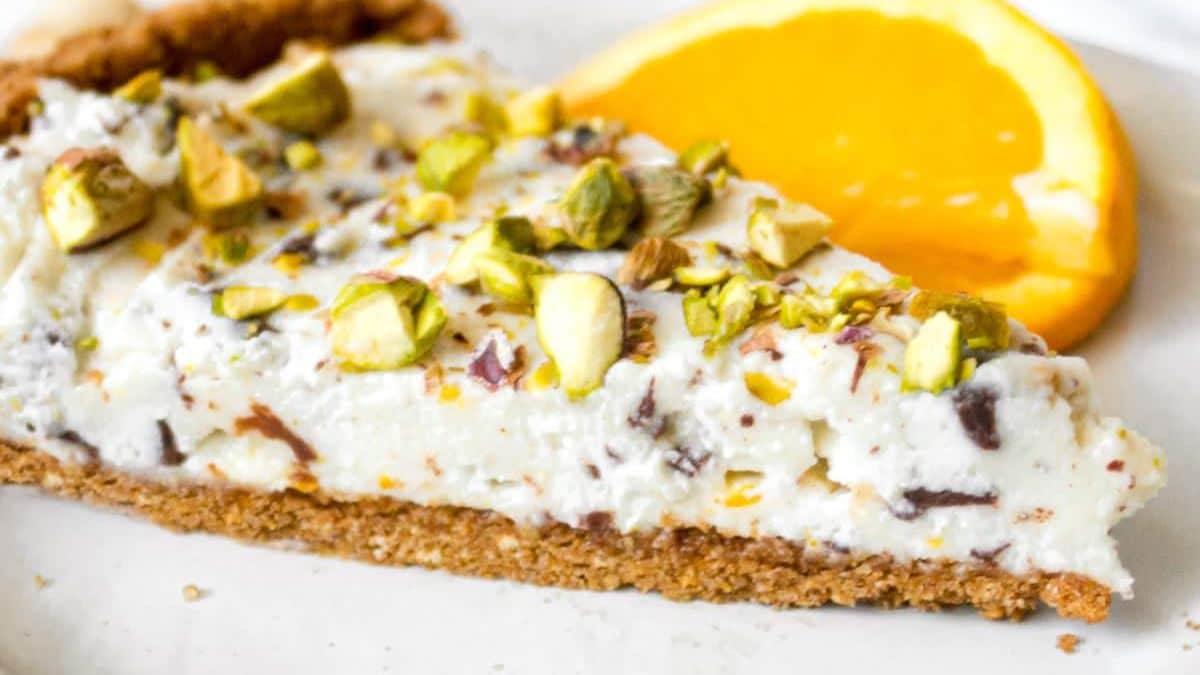 slice of cannoli pie on a small plate