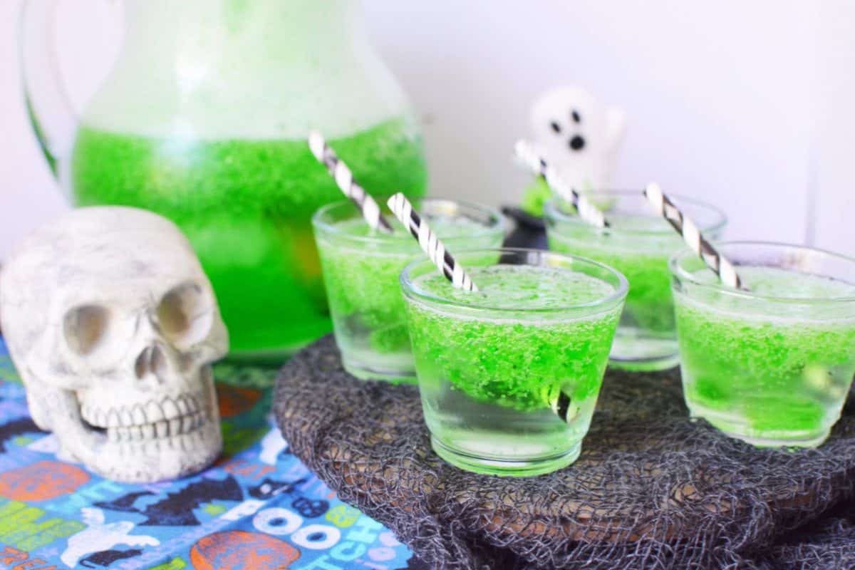 Green Punch in glasses with scull decore