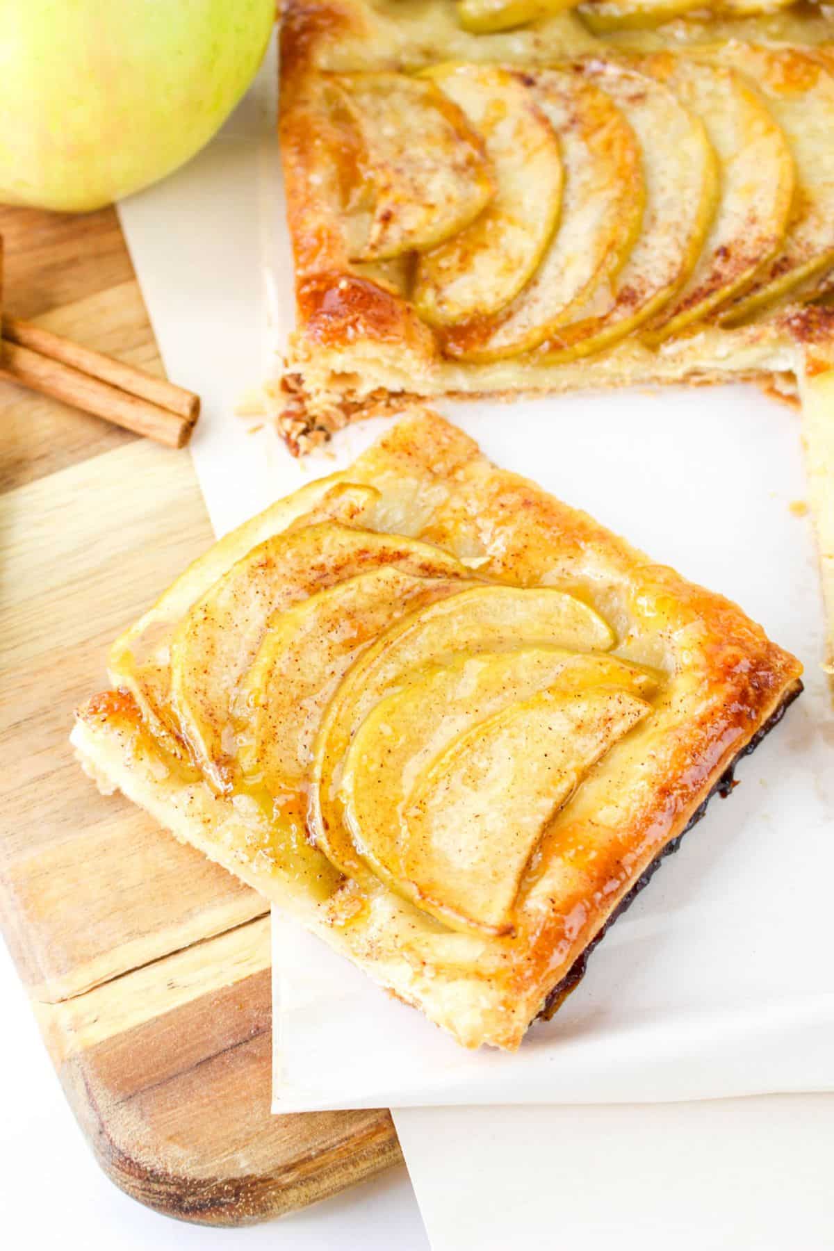 slice of Puff Pastry apple tart cooked