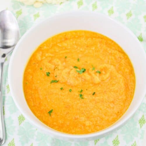 Carrots and Cauliflower Soup in a bowl