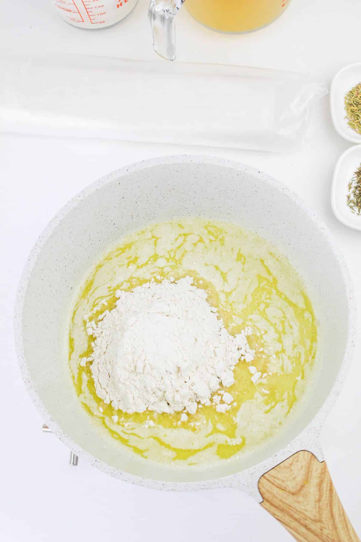 butter with flour in pot