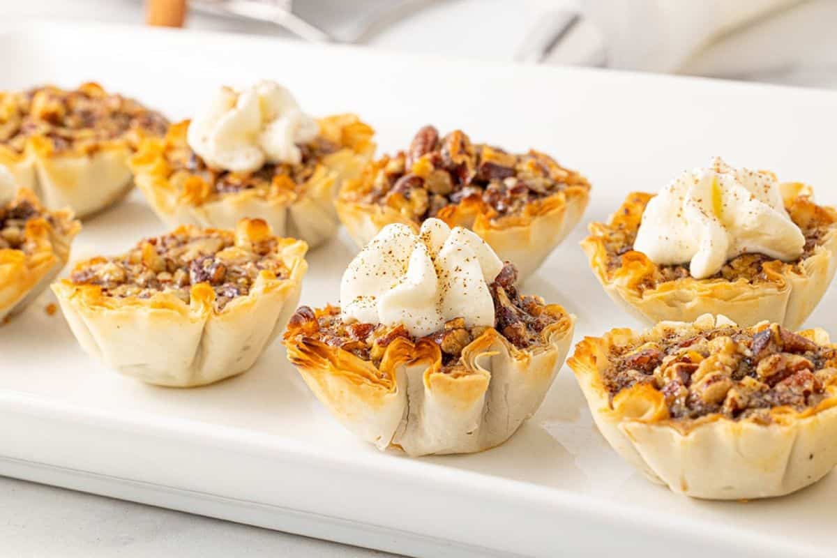 Mini Pecan Pie Bites on a plate