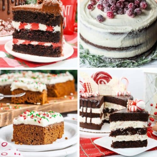 Collage of christmas cakes.