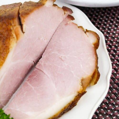 Bourbon Maple Glazed Ham on a plate