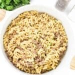 Ground Beef and Noodles in pot