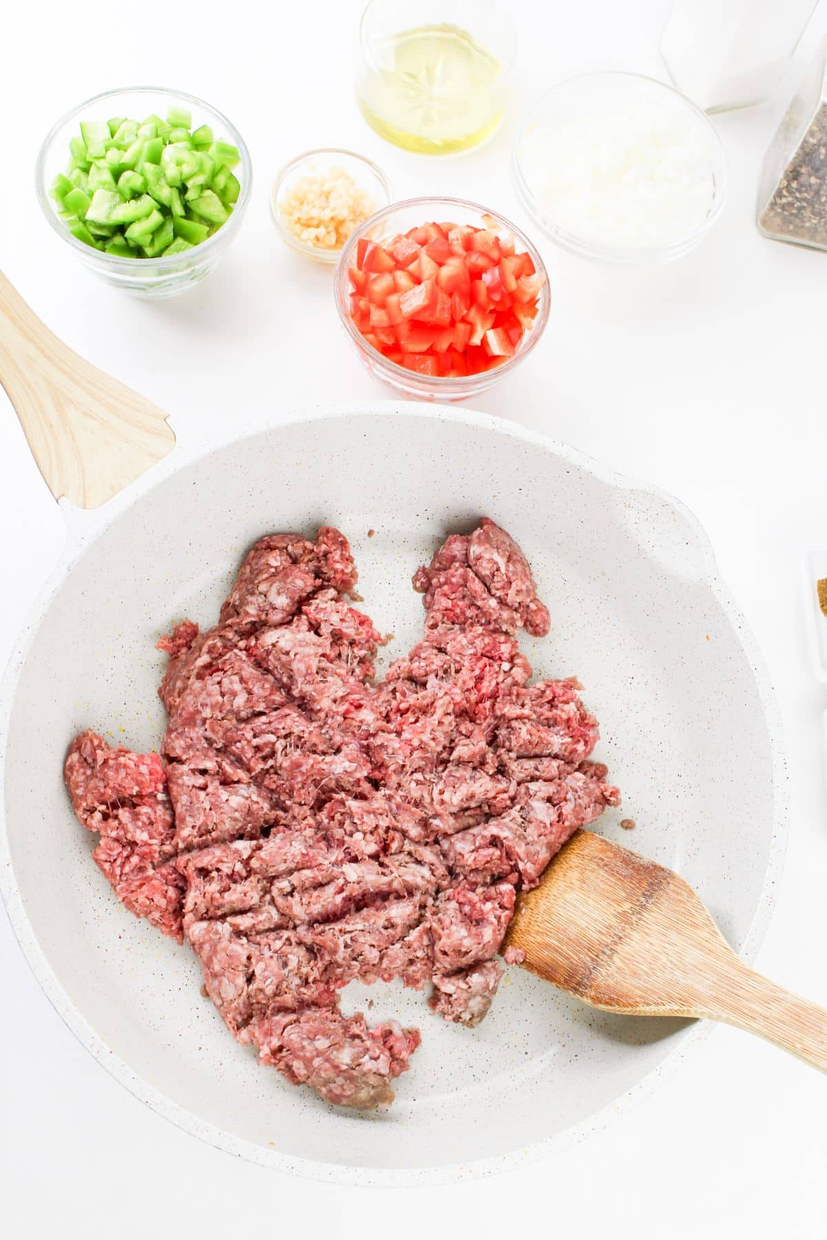 ground beef in skillet