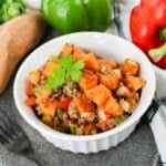 Ground Beef and Sweet Potato Hash in bowl