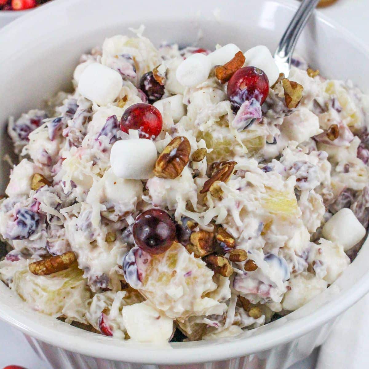 Cranberry Ambrosia in a serving bowl.