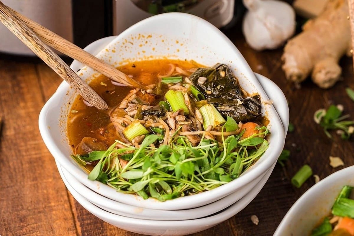 Miso Ramen Soup With Tofu in a bowl