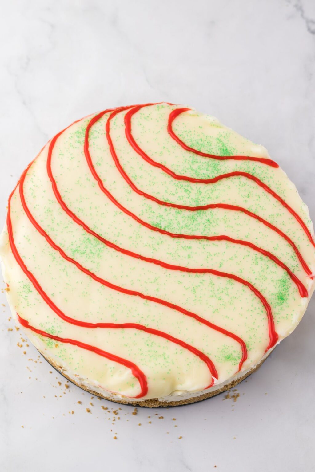 No Bake Christmas Tree Cake Cheesecake - Mama's On A Budget