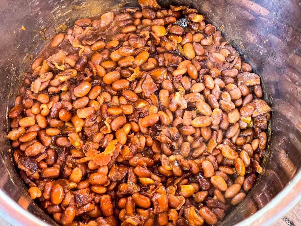 A bowl of beans in a pot.