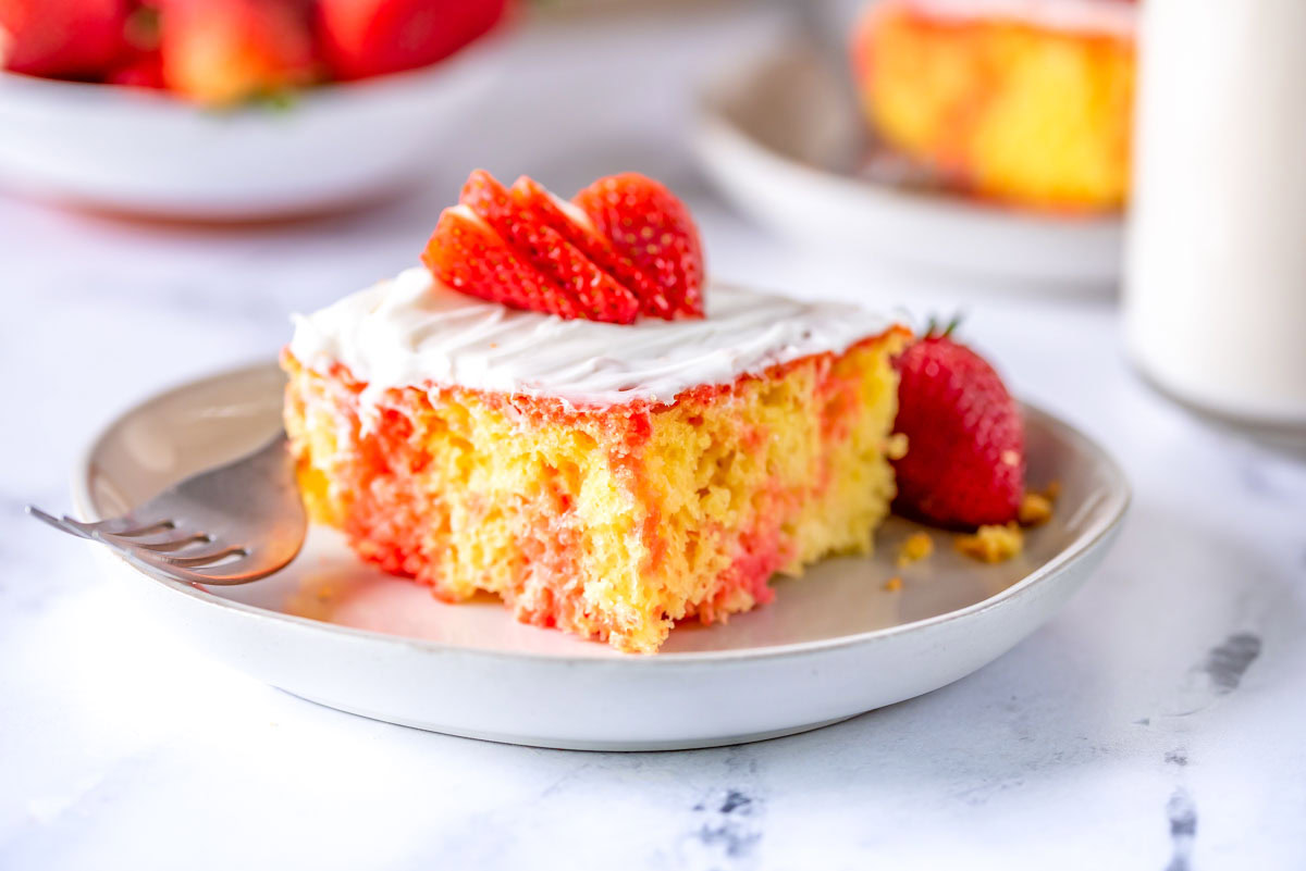Strawberry poke cake